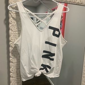 PINK white tank top